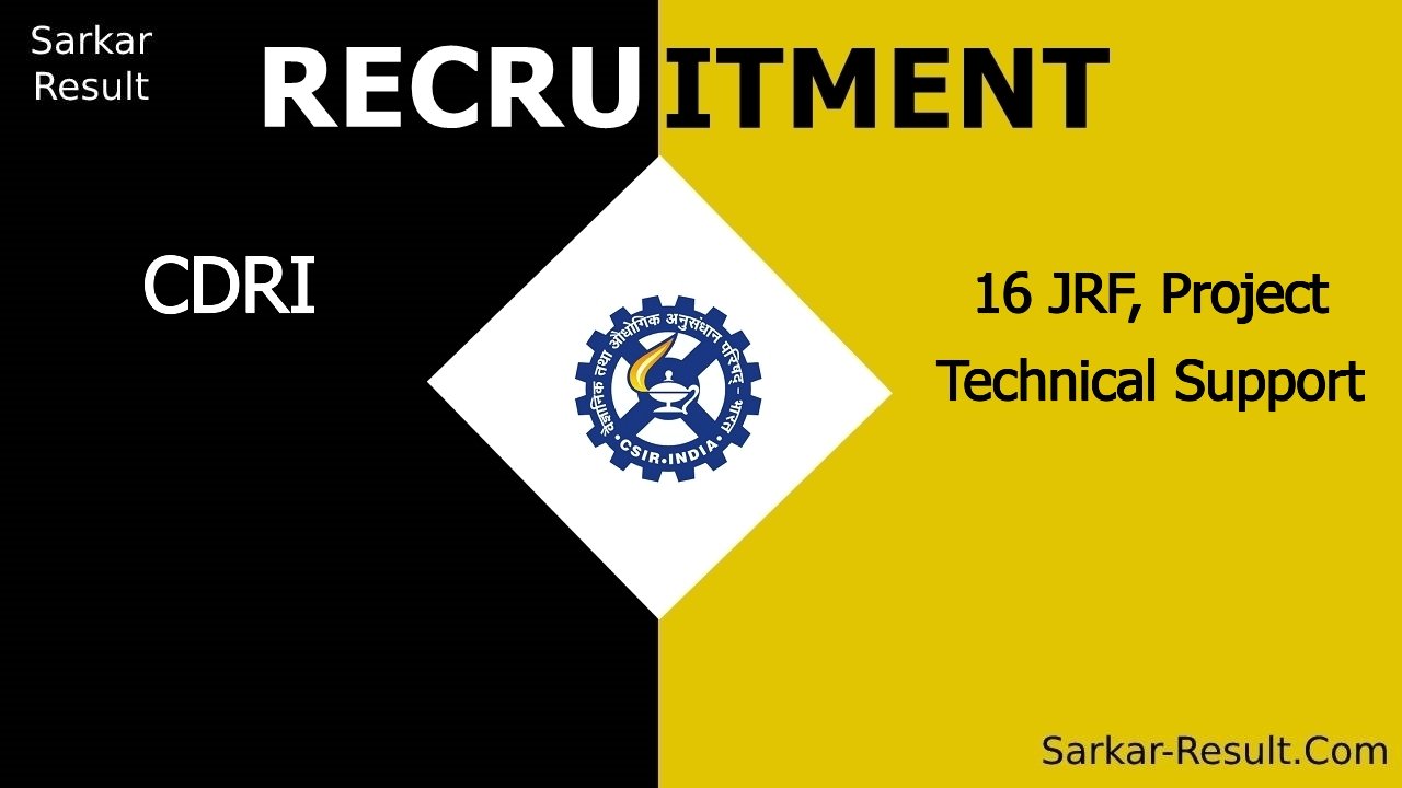 cdri recruitment 2024 walk in interview for 16 jrf project technical support out