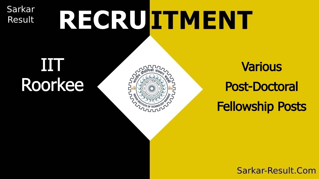 iit roorkee recruitment 2024 apply online for various post doctoral fellowship posts out